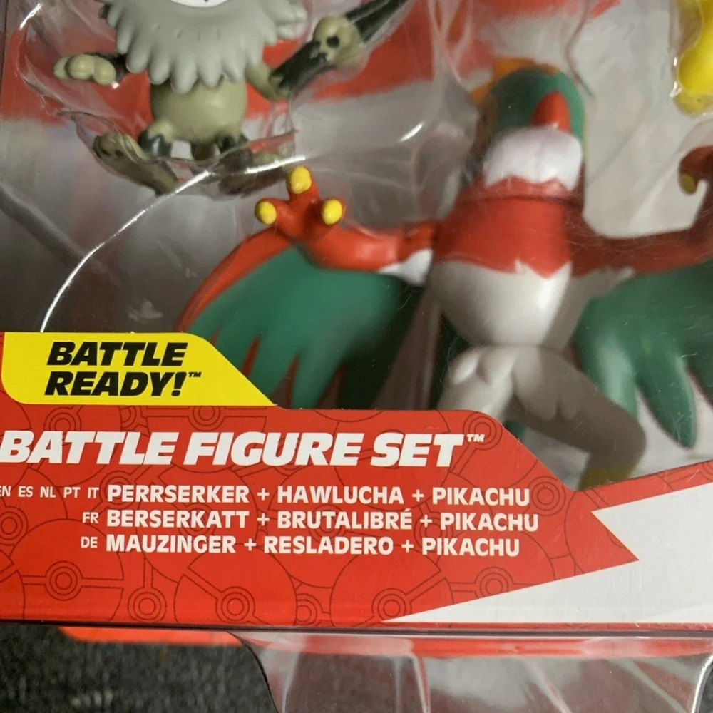 Pokemon Battle Figure Set 3-Pack - Perrserker, Hawlucha & Pikachu - Jazwares NEW